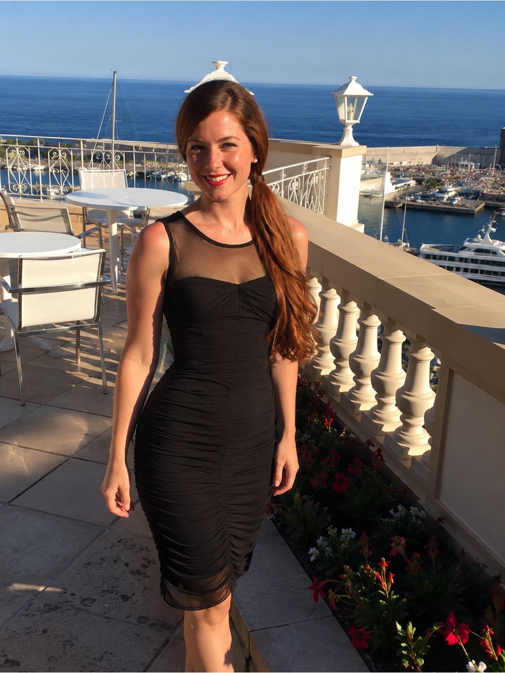 Club Monaco Black Sheer 100% Silk Ruched “Lucy” Dress - 2